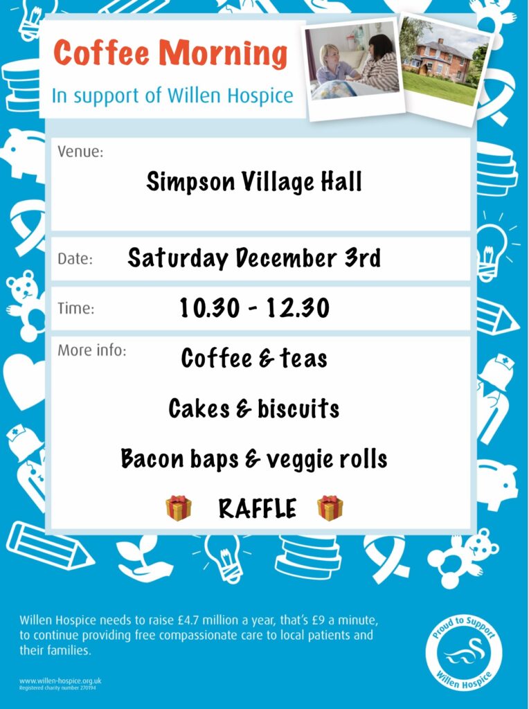 Poster about Willen Hospice Coffee Morning