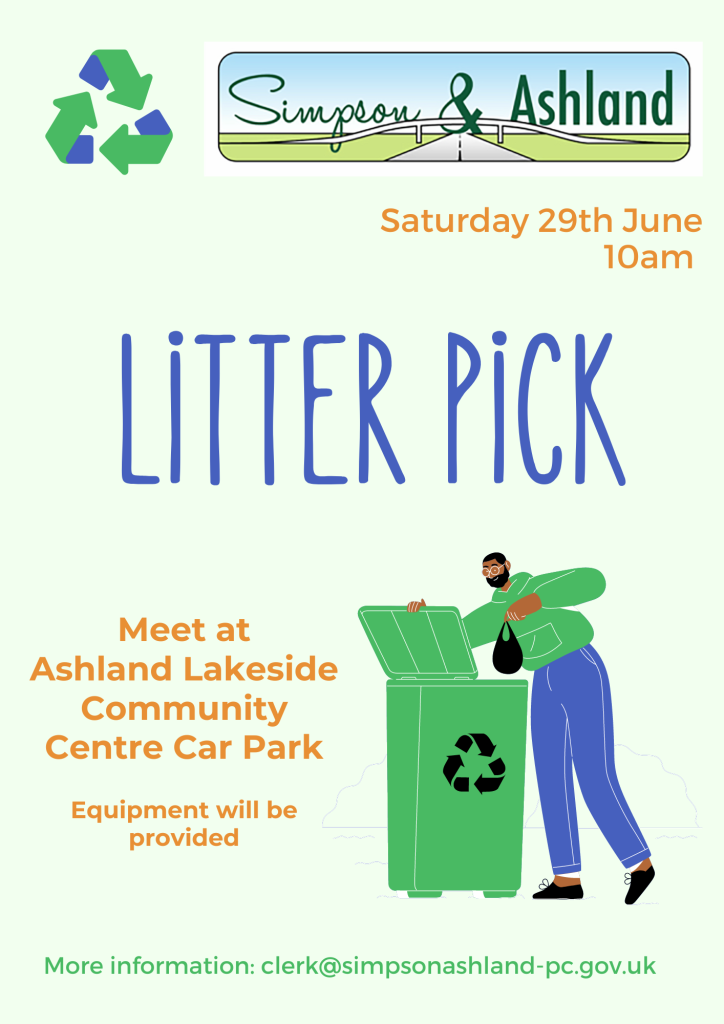 Poster showing the SAPC logo and a person putting rubbish in a bin.